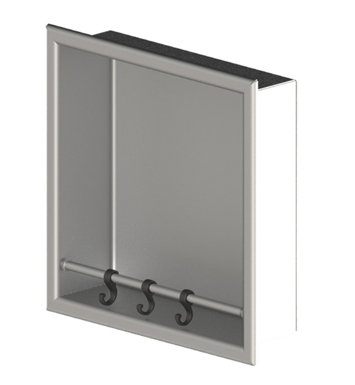 Rubinet 10 1/2" Tension Rod with 3 Hooks With Main Finish: Satin Nickel | Accent Finish: Satin Nickel, 9TWR1SNSN