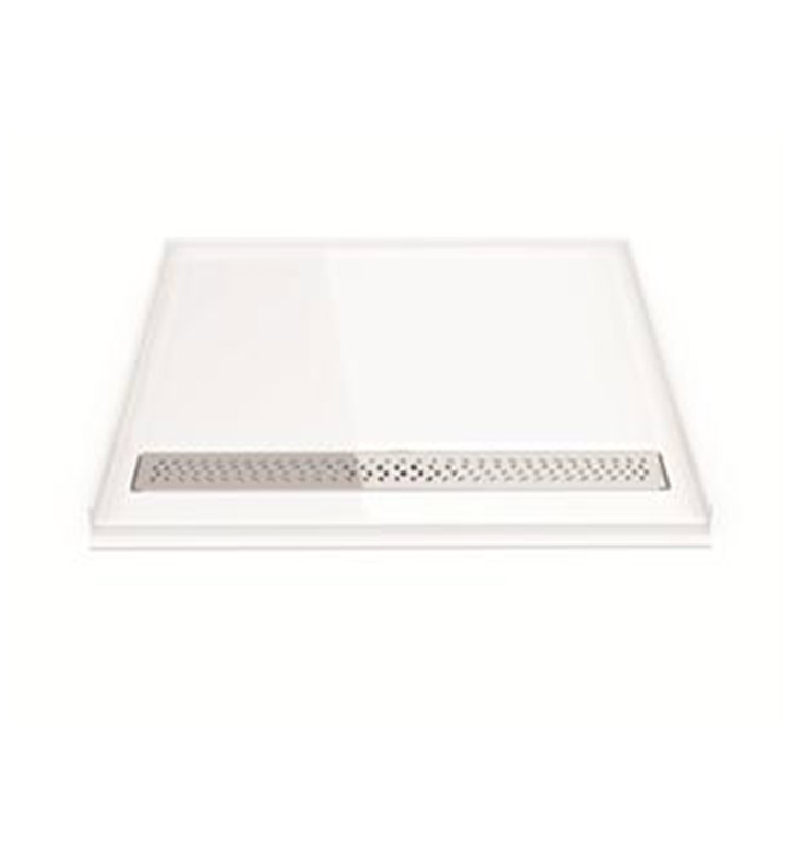 Fleurco Adaptek Transfer Shower Base - ADA Compliant With Base Size: 37" x 39", Brushed Nickel Finish Drain Cover, ABF3739AD-18-25-B