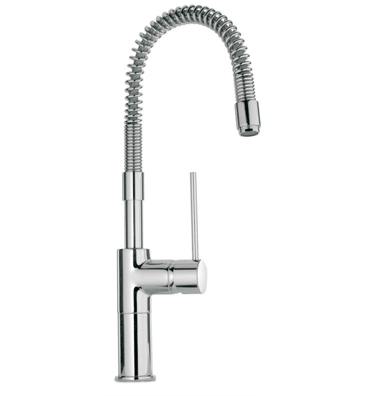 LaToscana Elba 7 5/8" Single Handle Deck Mounted Pull-Down Spray Kitchen Faucet with Pre Rinse Spout In Chrome, 78CR558
