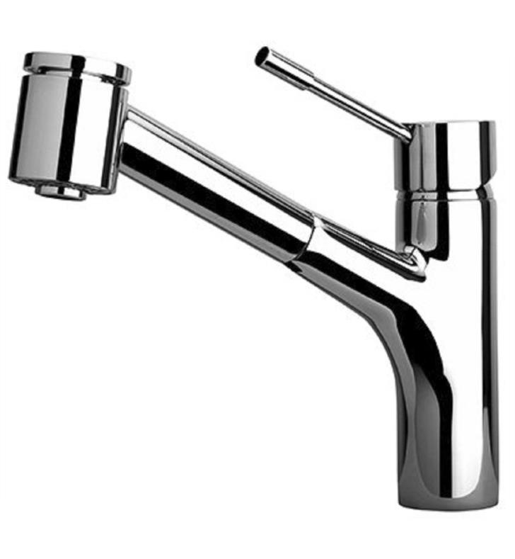 LaToscana 8 7/8" Single Handle Deck Mounted Pull-Out Spray Kitchen Faucet In Chrome, 78CR576