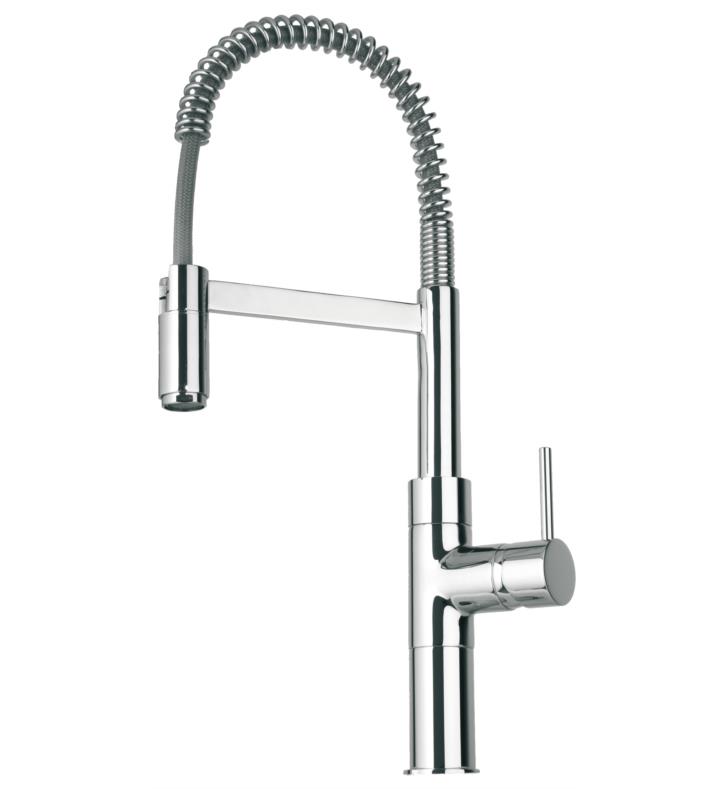 LaToscana Elba 7 1/8" Single Handle Deck Mounted Pull-Down Spray Kitchen Faucet with Pre Rinse Spout In Brushed Nickel, 78PW556
