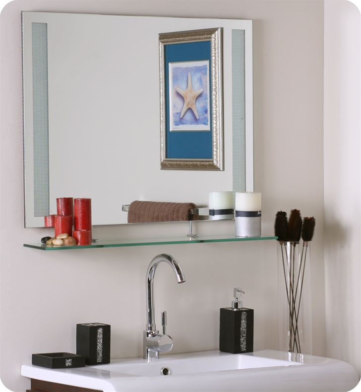 Decor Wonderland Ricardo Bathroom Mirror with Shelf, SSM151
