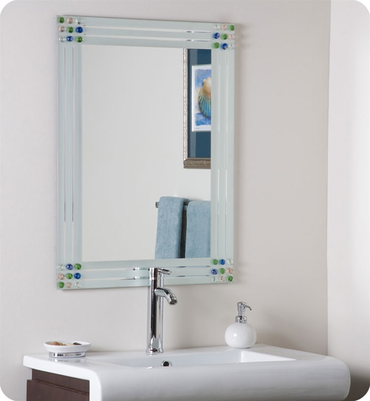 Decor Wonderland Bejeweled Frameless Bathroom Mirror, SSM19