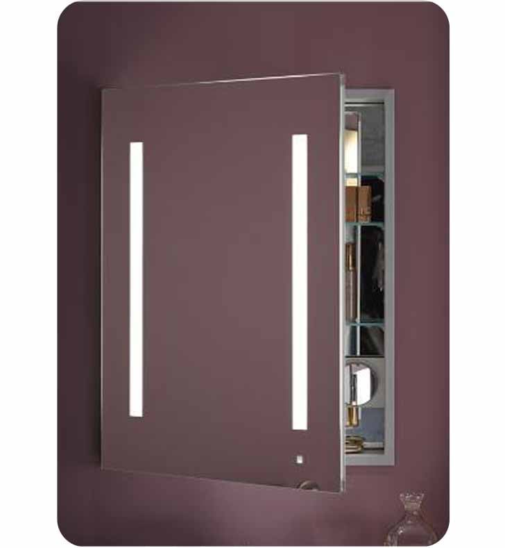 Robern AiO 24" Wide Single Door Medicine Cabinet with Integrated Lights, Built-in Electrical Outlets and Magnet Cosmetic Mirror With Cabinet Hinge: Right, Color Temperature: Kelvin Temperature: 4000K, AC2430D4P1R