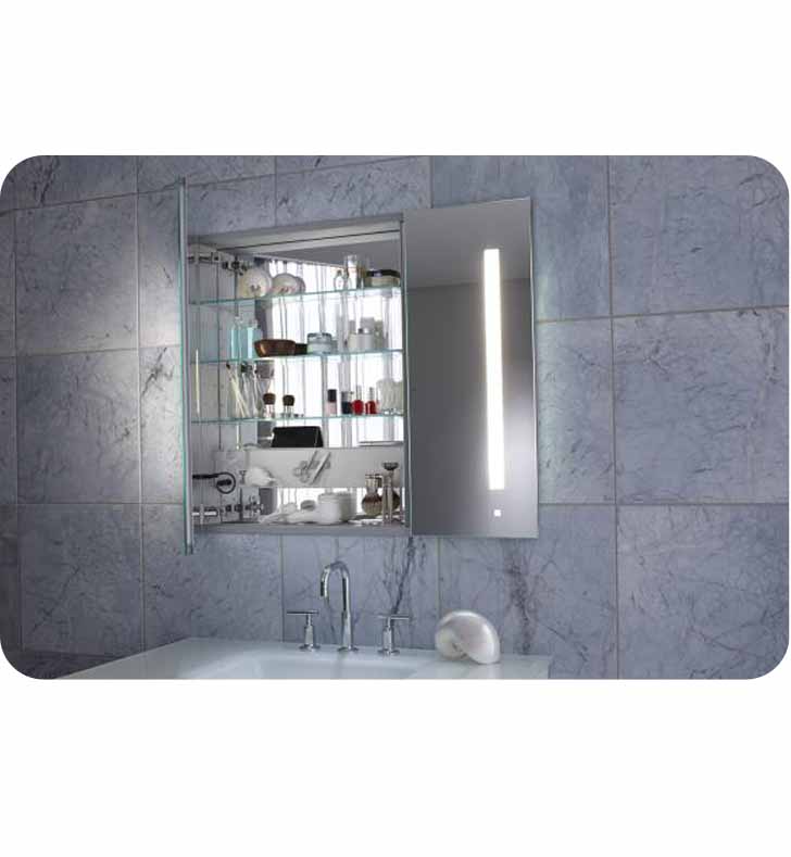 Robern AiO 36" Wide Dual Door Medicine Cabinet with Integrated Lights, Built-in Electrical Outlets and Magnet Cosmetic Mirror With Color Temperature: Kelvin Temperature: 4000K, Electrical / Lighting / Audio Option: Audio, AC3630D4P2LA
