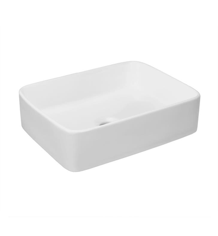 Ronbow 18 7/8" Single Bowl Merit Rectangular Bathroom Vessel in White, 200003-WH