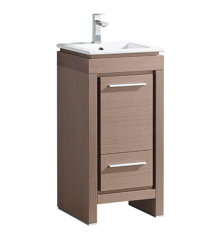 Fresca Allier 16" Modern Bathroom Vanity Cabinet in Gray Oak with Sink, FCB8118GO-I
