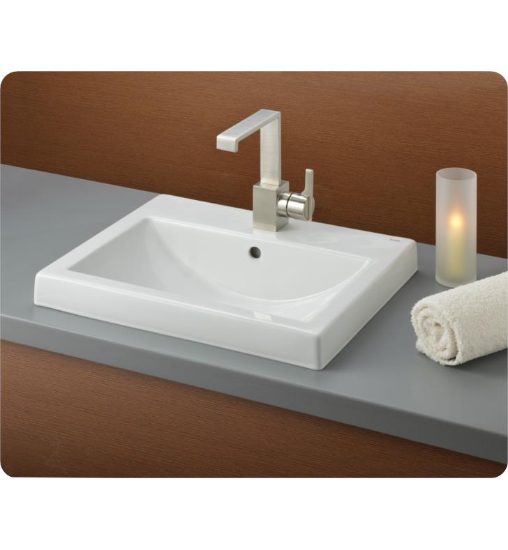 Cheviot Camilla 20 1/2" Semi-Recessed Single Bowl Bathroom Sink in White With Faucet Holes: Single Hole, 1190-WH-1