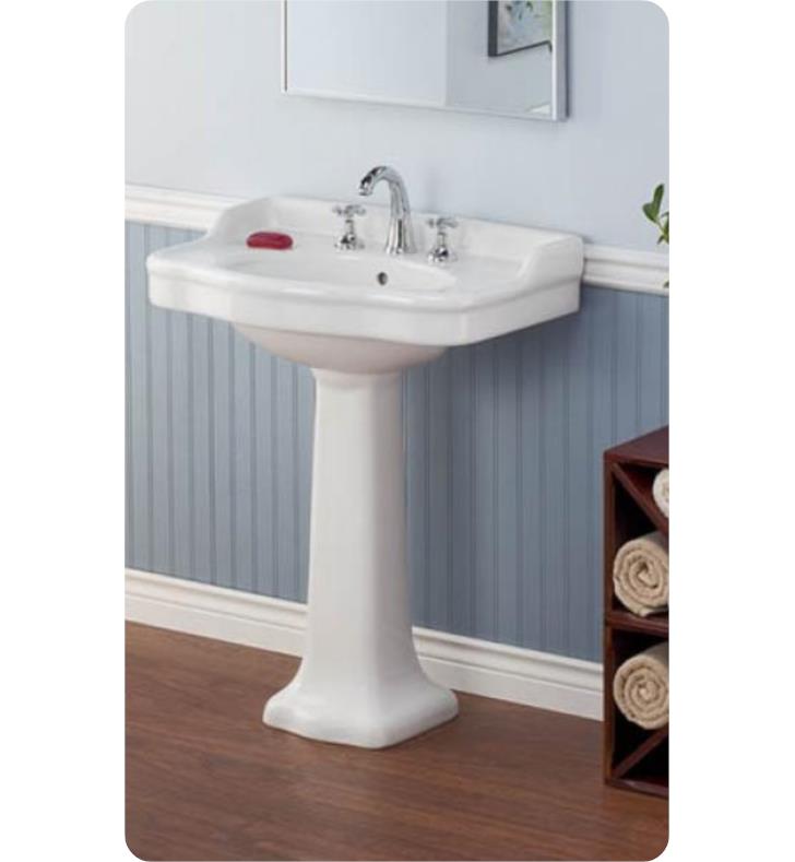 Cheviot Antique 22 3/4" Pedestal Single Bowl Bathroom Sink in White With Faucet Holes: Single Hole, 350-22-WH-1