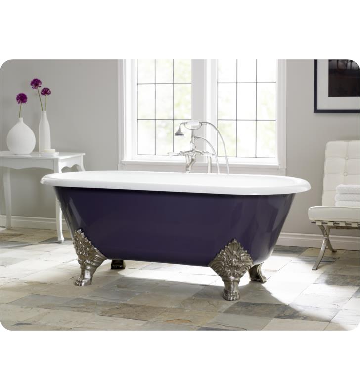Cheviot Carlton 70" Cast Iron Clawfoot Soaking Bathtub with Continuous Rolled Rim In White-Custom, Feet Finish: Polished Brass, 2161-WC-PB