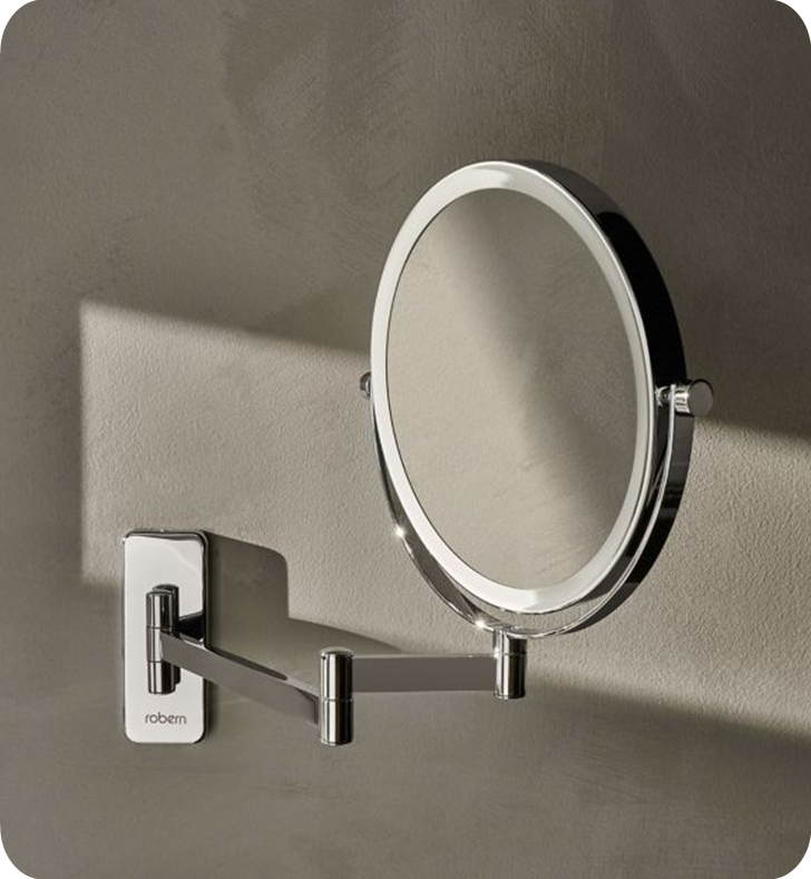 Robern 10 5/8" Wall Mount Magnification Double Sided Mirror in Chrome, 7M0008WUFN76S