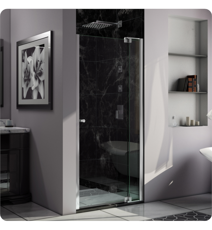 DreamLine Allure 30 to 40 in Frameless Pivot Shower Door, Clear Glass Door With Dimensions: W 32" to 33", SHDR-4232728-01