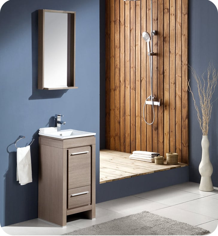 Fresca Allier 16" Modern Bathroom Vanity in Gray Oak with Mirror, FVN8118GO