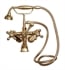 Barclay 4604-MC-PB 11" Three Handle Wall Mount Tub Filler with Handshower in Polished Brass