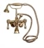 Barclay 4604-ML2-PB 11" Three Handle Wall Mount Tub Filler with Handshower in Polished Brass