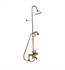 Barclay 4064-MC-PB 75" Three Handle Deck Mount Tub Filler with Handshower and Showerhead in Polished Brass