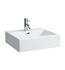 Laufen H8174310001361 Living City 19 5/8" Wall Mount Rectangular Bathroom Sink in White, Three Tap Hole