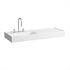 Laufen H8133320001361 Ino 35 3/8" Wall Mount Oval Bathroom Sink with Left Basin in White, Three Tap Hole