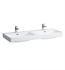 Laufen H8149660001041 Pro S 47 1/4" Double Bowl Wall Mount Rectangular Bathroom Sink in White, One Hole Tap