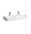 Laufen H8102870001071 Val 37 3/8" Wall Mount Rectangular Bathroom Sink in White with Two Faucet Hole
