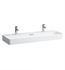 Laufen H8102890001071 Val 47 1/4" Wall Mount Rectangular Bathroom Sink in White with Two Faucet Hole