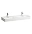 Laufen H8142820001041 Val 47 1/4" Double Bowl Wall Mount Rectangular Bathroom Sink in White with One Faucet Hole