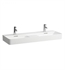 Laufen H8142827571041 Val 47 1/4" Double Bowl Wall Mount Rectangular Bathroom Sink in Matte White with One Faucet Hole