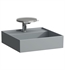 Laufen H815331758111U Kartell 18 1/8" Wall Mount Square Bathroom Sink with Overflow in Graphite with One Hole Tap