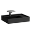 Laufen H810334020111U Kartell 23 5/8" Wall Mount Rectangular Shelf Right Bathroom Sink in Black Glossy with One Hole Tap