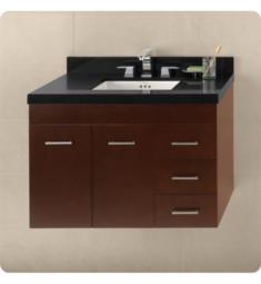 Ronbow 011236-L-H01 Bella Wall Hung 36" Wall Mount Single Bathroom Vanity Base Cabinet in Dark Cherry with Left Side Doors