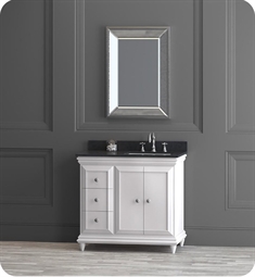 Ronbow 066236-W01 Genova 36" Freestanding Single Bathroom Vanity Base Cabinet in White, Doors on Left