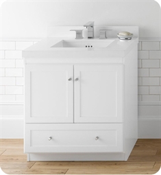Ronbow 080830-W01 Shaker 30 1/8" Freestanding Single Bathroom Vanity Base Cabinet in White