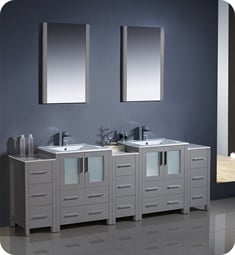 Fresca FVN62-72GR-UNS Torino 84" Grey Modern Double Sink Bathroom Vanity with 3 Side Cabinets and Integrated Sinks