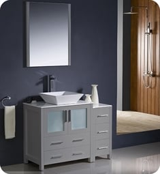 Fresca FVN62-3012GR-VSL Torino 42" Grey Modern Bathroom Vanity with Side Cabinet and Vessel Sink