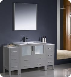 Fresca FVN62-123612GR-UNS Torino 60" Grey Modern Bathroom Vanity with 2 Side Cabinets and Integrated Sink