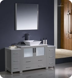 Fresca FVN62-123612GR-VSL Torino 60" Grey Modern Bathroom Vanity with 2 Side Cabinets and Vessel Sink