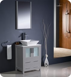Fresca FVN6224GR-VSL Torino 24" Grey Bathroom Vanity with Vessel Sink