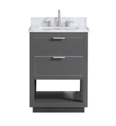 Avanity ALLIE-VS25-TGS-C Allie 25" Freestanding Single Bathroom Vanity with Sink in Twilight Gray with Silver Trim and Carrara White Marble Countertop