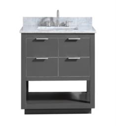 Avanity ALLIE-VS31-TGS-C Allie 31" Freestanding Single Bathroom Vanity with Sink in Twilight Gray with Silver Trim and Carrara White Marble Countertop