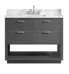 Avanity ALLIE-VS43-TGS-C Allie 43" Freestanding Single Bathroom Vanity with Sink in Twilight Gray with Silver Trim and Carrara White Marble Countertop