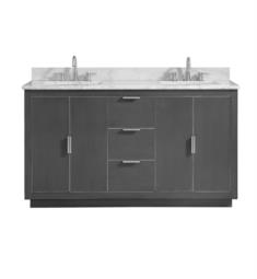 Avanity AUSTEN-VS61-TGS-C Austen 61" Freestanding Double Bathroom Vanity with Sink in Twilight Gray with Silver Trim and Carrara White Marble Countertop