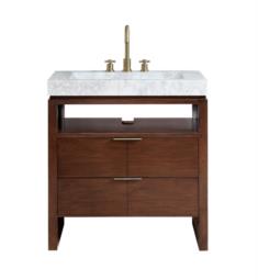 Avanity GISELLE-VS33-NW-CW Giselle 33" Freestanding Single Bathroom Vanity with Integrated Carrara White Marble Top in Natural Walnut
