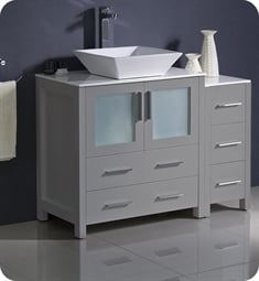Fresca FCB62-3012GR-CWH-V Torino 42" Grey Modern Bathroom Cabinets with Top & Vessel Sink