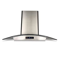 Cavaliere SV198D-i36E Island 36" Mount Stainless Steel and Glass Range Hood with Baffle Filters