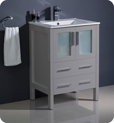Fresca FCB6224GR-I Torino 24" Grey Modern Bathroom Cabinet with Integrated Sink