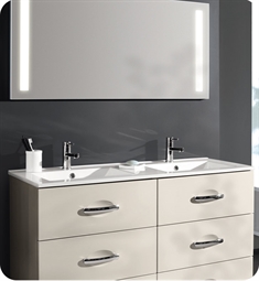 Decotec 179034 Bento 47 5/8" Drop-In Rectangular Double Bowl Bathroom Sink with Overflow in White
