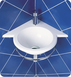 Decotec 114396 Angle 13 3/4" Corner Wall Mount Round Handwash Bathroom Sink
