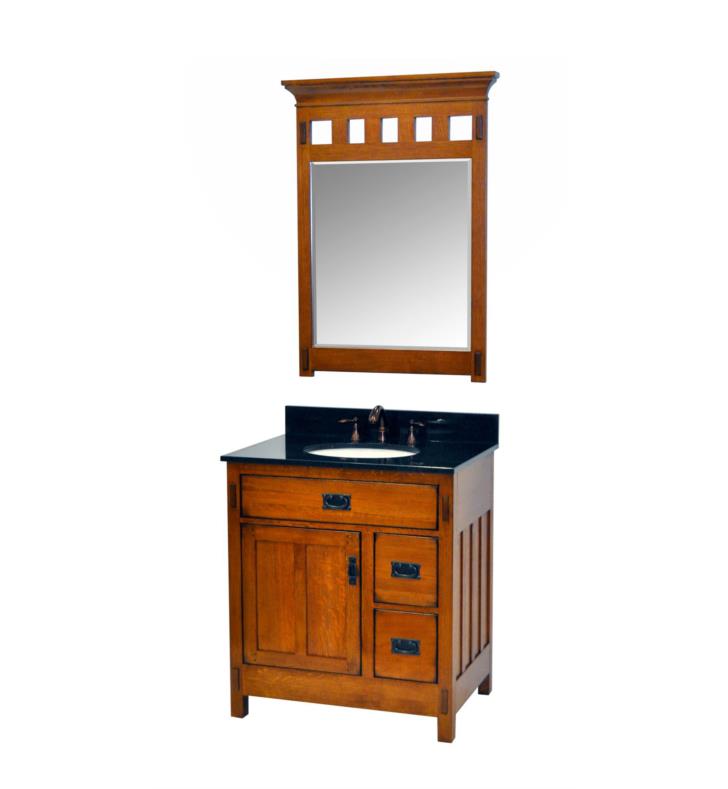 Single Bathroom Vanity In Rustic Oak, American Craftsman Vanity Cabinet