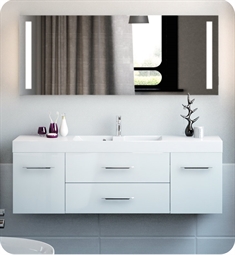 Decotec 181245 Obbo 59 1/8" Wall Mount Bathroom Vanity with Ceramyl SinkTop