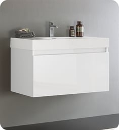 Fresca FCB8008WH-I Mezzo 36" Glossy White Modern Bathroom Vanity with Integrated Sink
